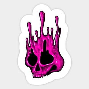 Pink Melting Skull Sticker